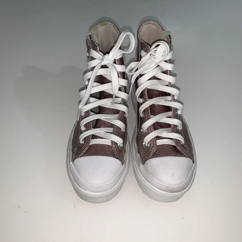 Converse Chuck Taylor All Star Shoes Kids Size 2 Pink Glitter High Top Platform